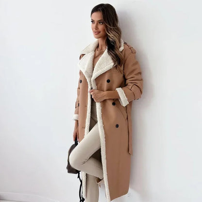 Manteau long femme – Manteau élégant avec ceinture pour hiver chic et tendance