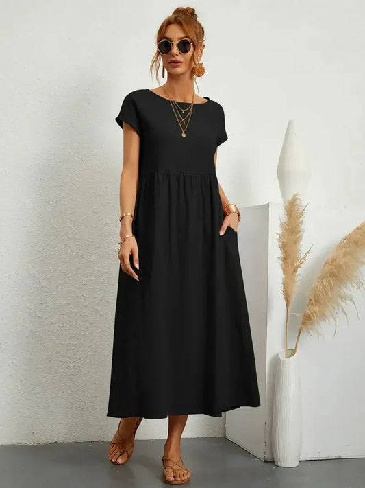 Robe longue femme – Robe élégante fluide pour cérémonie et été chic