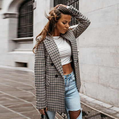 Blazer à carreaux femme – Veste élégante à motifs pour bureau et soirée