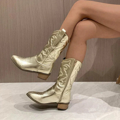 Bottes élégantes femme – Bottes à bout pointu en cuir pour soirée et quotidien