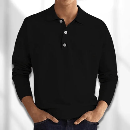 Pull polo homme – Polo à manches longues en coton doux et élégant pour casual