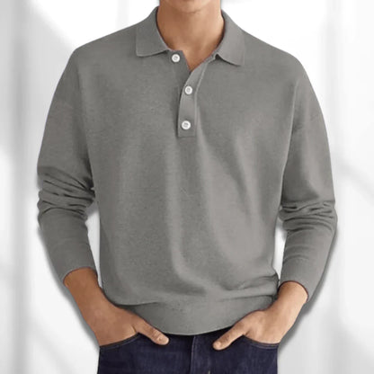 Pull polo homme – Polo à manches longues en coton doux et élégant pour casual