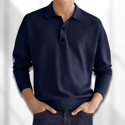 Polo homme à manches longues – T-shirt élégant en coton pour casual et sport