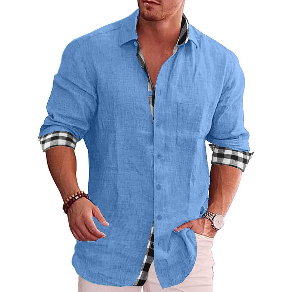 Chemise à carreaux homme – Chemise élégante à manches longues en coton doux