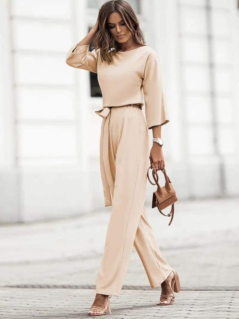 Jumpsuit élégant femme – Combinaison chic à manches longues pour soirée et cérémonie