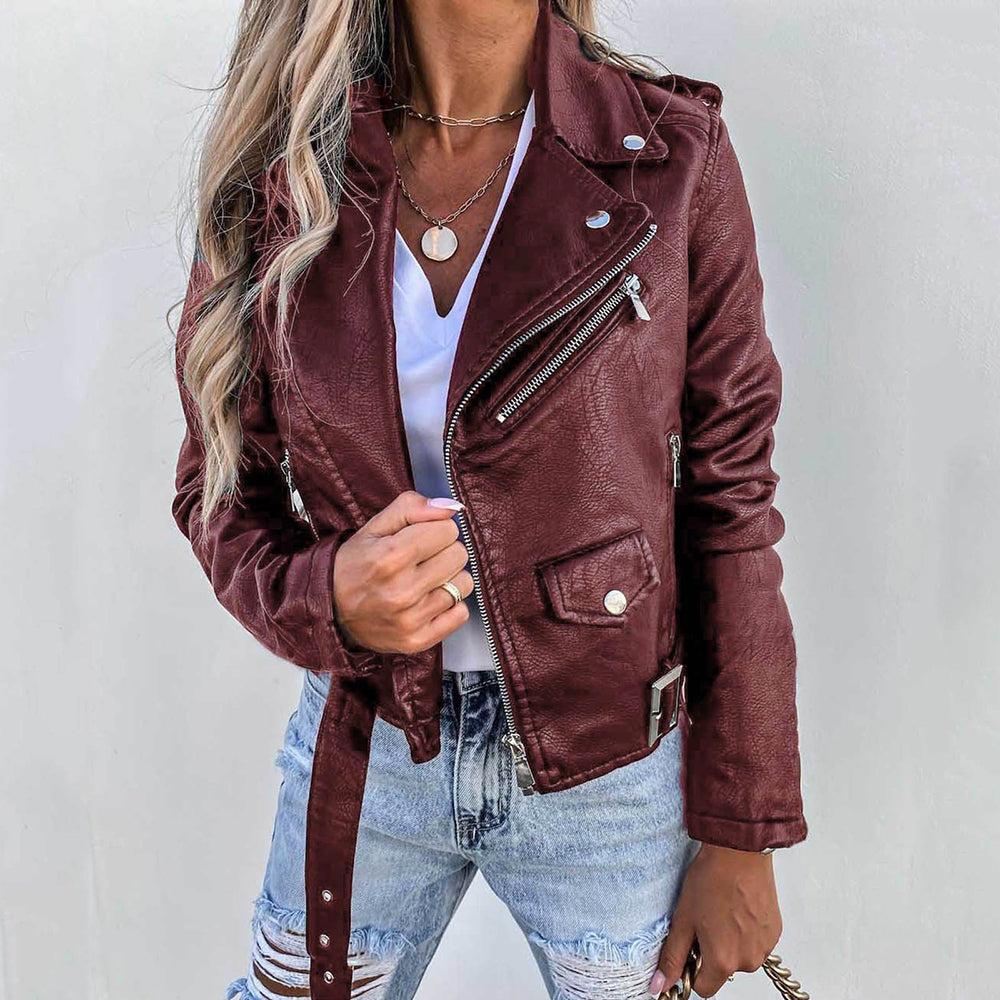 Veste de motard femme – Veste décontractée avec revers en cuir pour style urbain