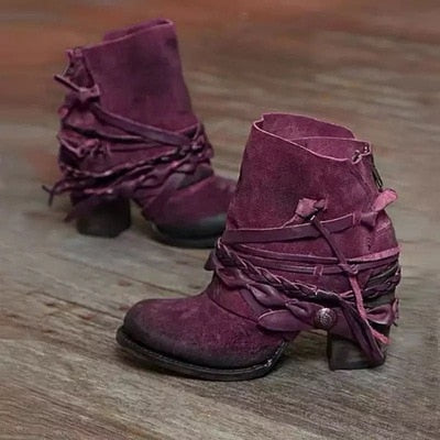 Bottes rétro femme – Bottes en cuir élégantes à talons pour look vintage