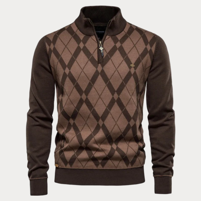 Pull à motifs homme – Pull col montant élégant en tricot doux et tendance