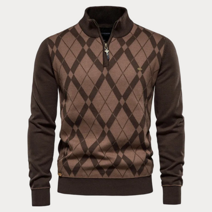 Pull à motifs homme – Pull col montant élégant en tricot doux et tendance