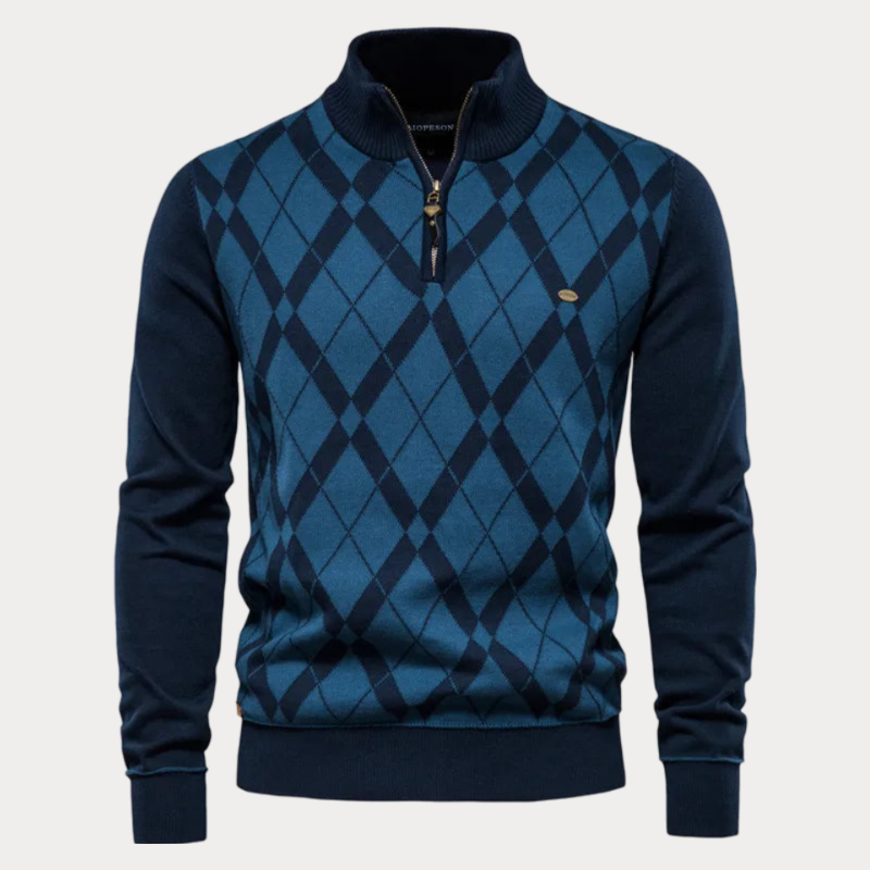 Pull à motifs homme – Pull col montant élégant en tricot doux et tendance