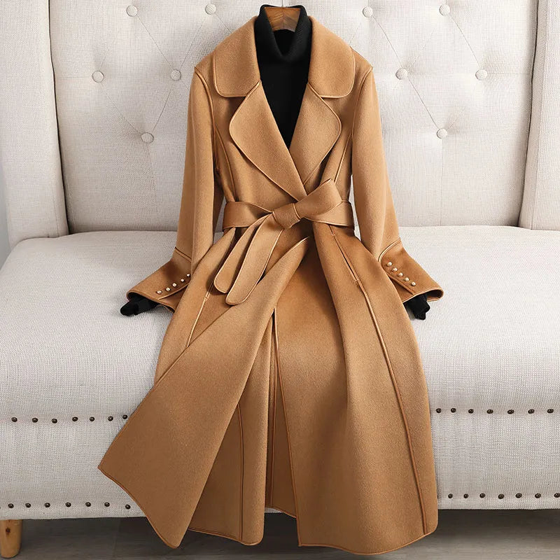 Trench-coat femme – Manteau élégant avec ceinture pour automne et hiver