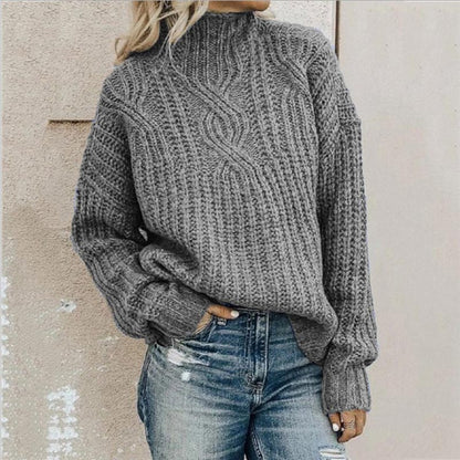 Pull col roulé tricoté femme – Pull chaud et élégant en laine pour hiver