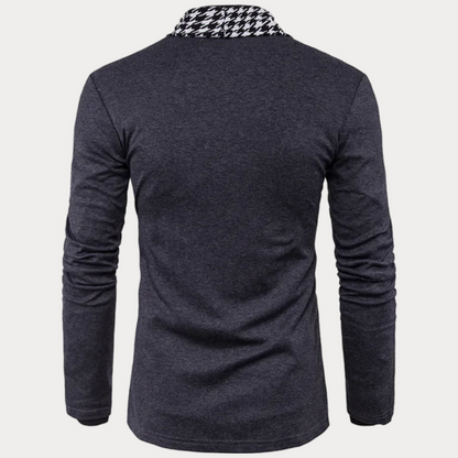 Veste en tricot homme – Pull chic à motif pied-de-poule pour automne hiver