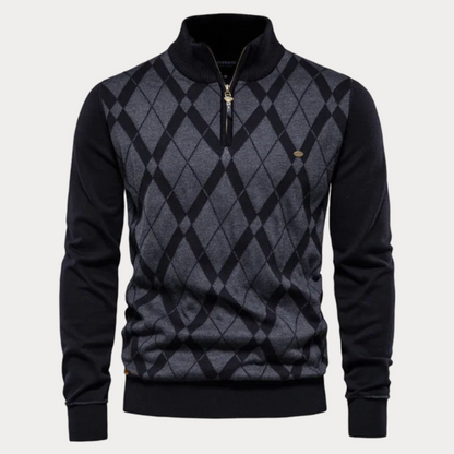 Pull à motifs homme – Pull col montant élégant en tricot doux et tendance