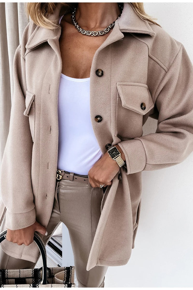 Manteau femme col chic – Veste élégante en laine pour hiver tendance