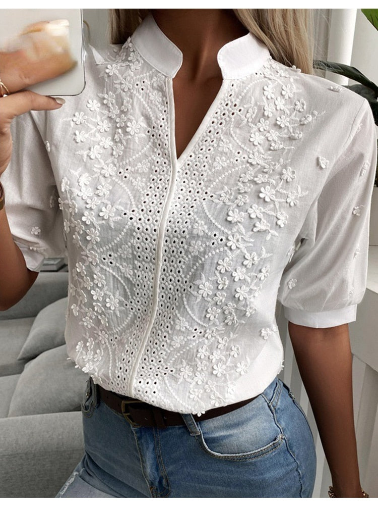 Blouse femme – Chemisier élégant en coton léger à manches longues chic