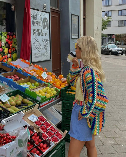 Veste Boho femme – Veste légère en coton avec motifs ethniques pour l'été