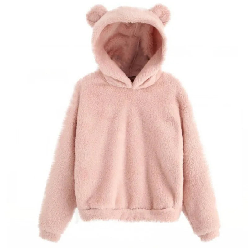 Sweat à capuche femme – Vêtement en peluche avec oreilles d'ours doux et tendance