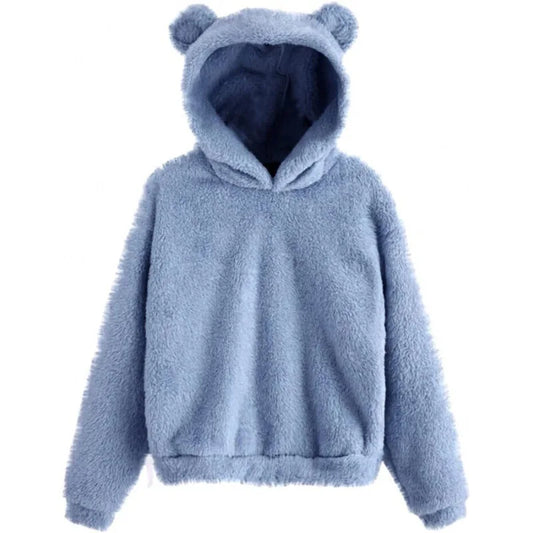 Sweat à capuche femme – Vêtement en peluche avec oreilles d'ours doux et tendance