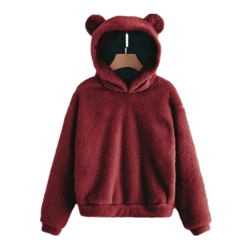 Sweat à capuche femme – Vêtement en peluche avec oreilles d'ours doux et tendance