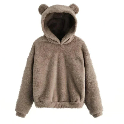 Sweat à capuche femme – Vêtement en peluche avec oreilles d'ours doux et tendance