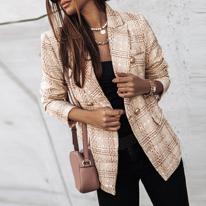 Blazer à carreaux femme – Veste élégante à motifs pour bureau et sorties