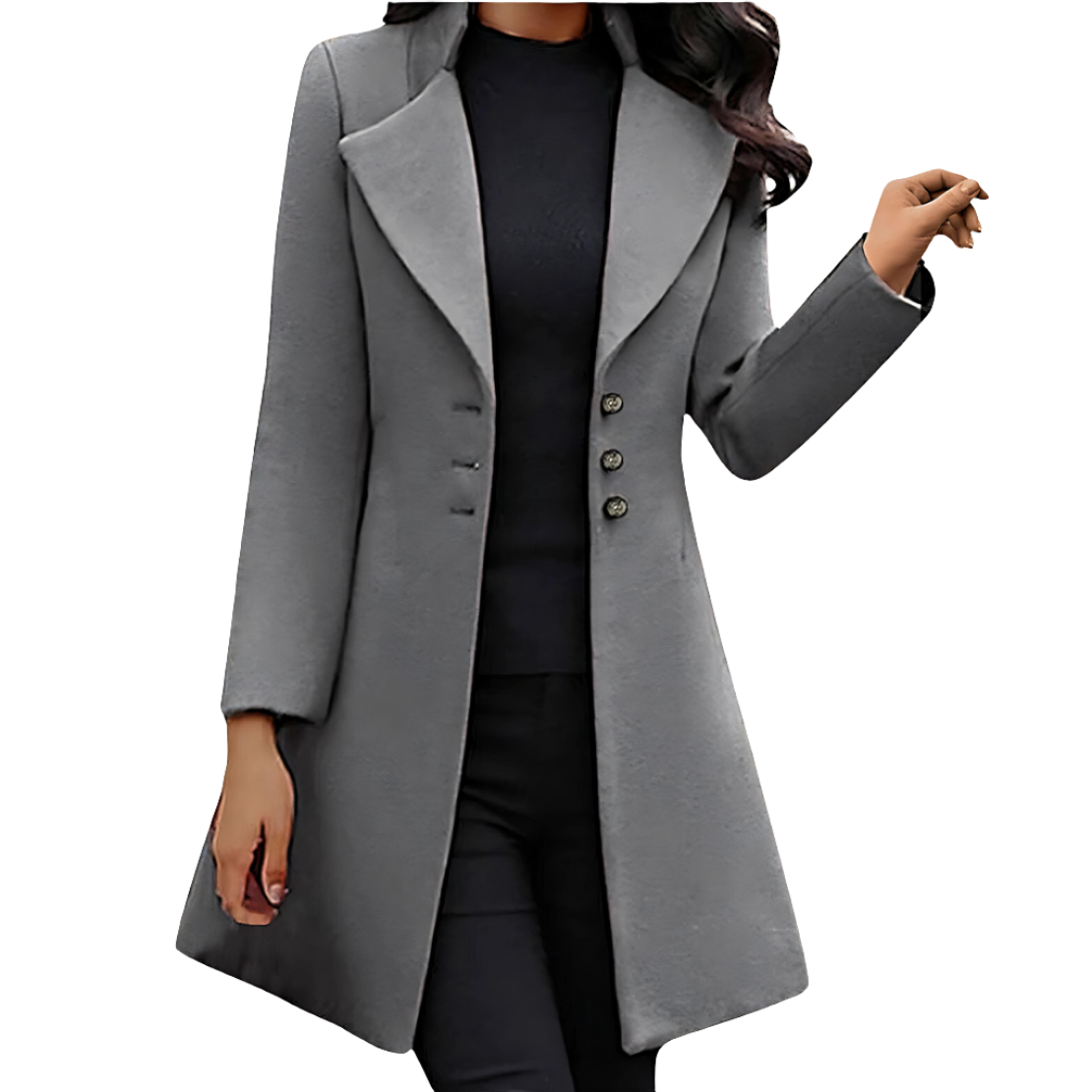 Manteau femme élégant – Manteau à un rang en laine pour hiver chic