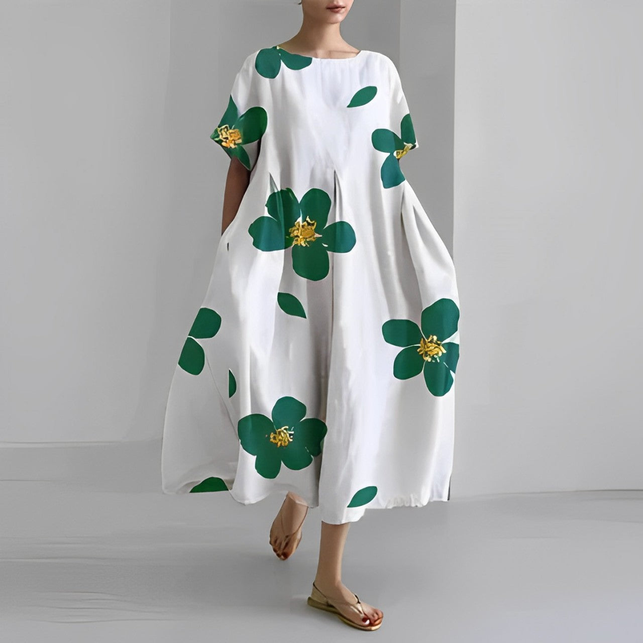 Robe imprimée femme – Robe élégante à manches courtes pour été chic