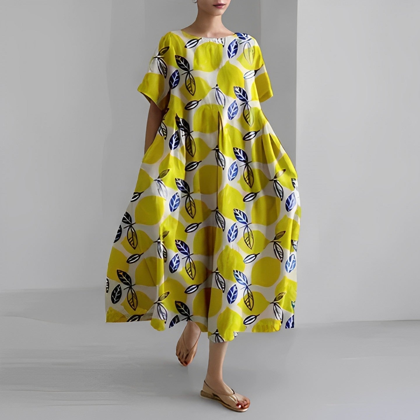 Robe imprimée femme – Robe élégante à manches courtes pour été chic