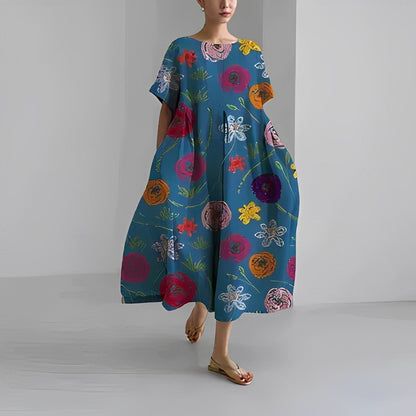 Robe imprimée femme – Robe élégante à manches courtes pour été chic