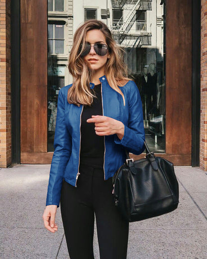 Veste en cuir femme – Veste slim fit élégante pour look tendance et chic