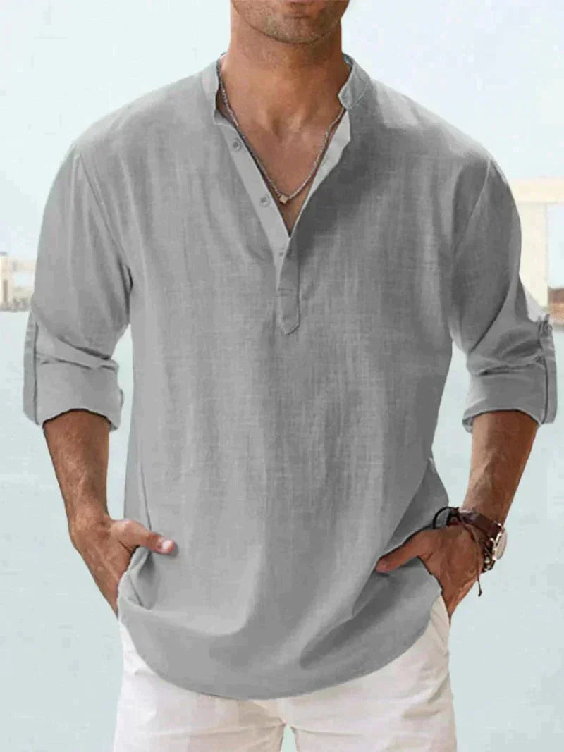 Chemise à manches longues homme – Chemise élégante avec boutons en coton doux