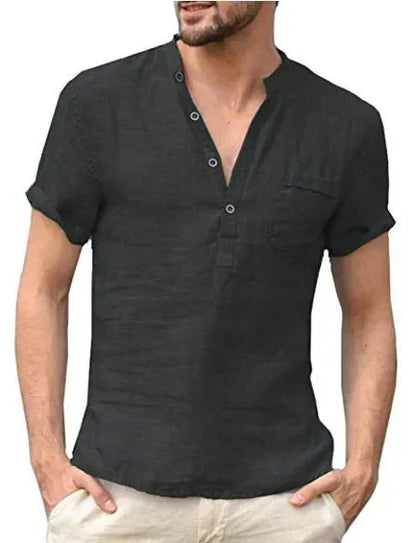 Chemise homme à manches courtes – Chemise avec poche poitrine élégante et décontractée