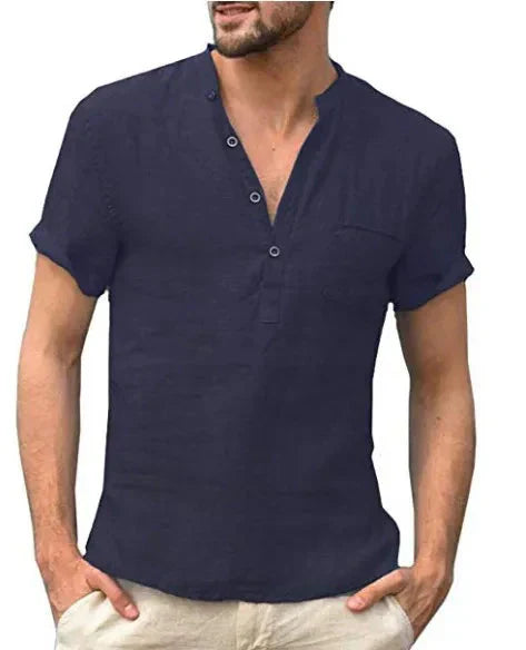 Chemise homme à manches courtes – Chemise avec poche poitrine élégante et décontractée