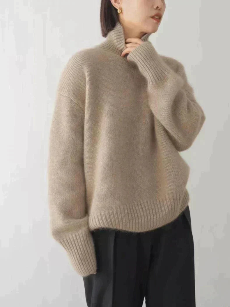 Pull col roulé femme – Pull élégant en laine doux et chaud pour hiver