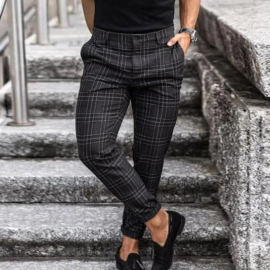 Pantalon Chino Homme – Pantalon à carreaux élégant en coton pour casual chic