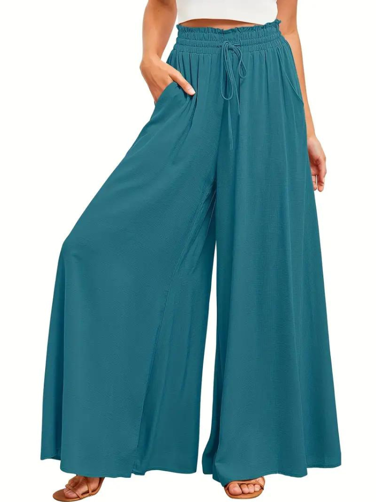 Pantalon taille haute femme – Pantalon élégant en tissu fluide pour toutes occasions