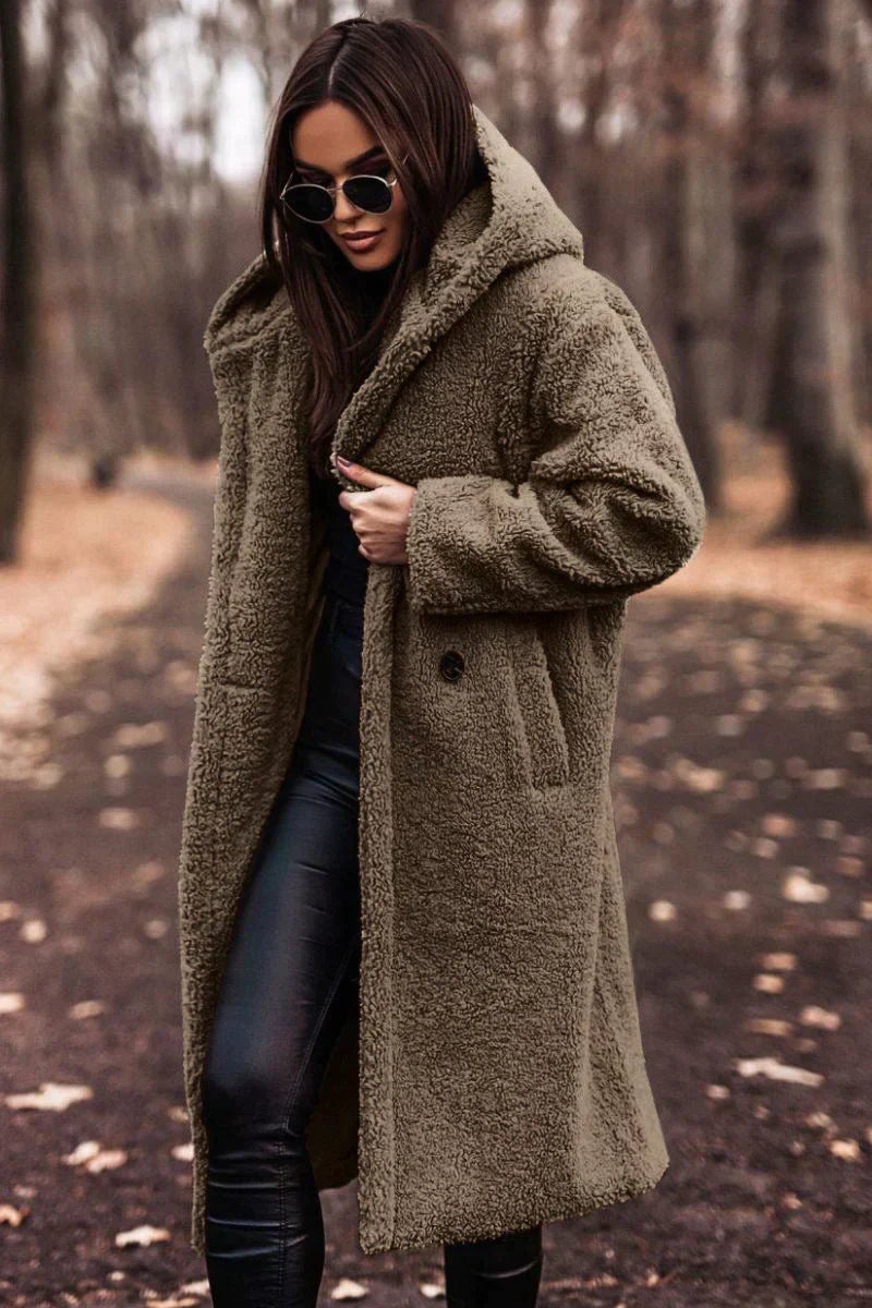 Manteau teddy femme – Manteau long doux et chaud pour hiver élégant