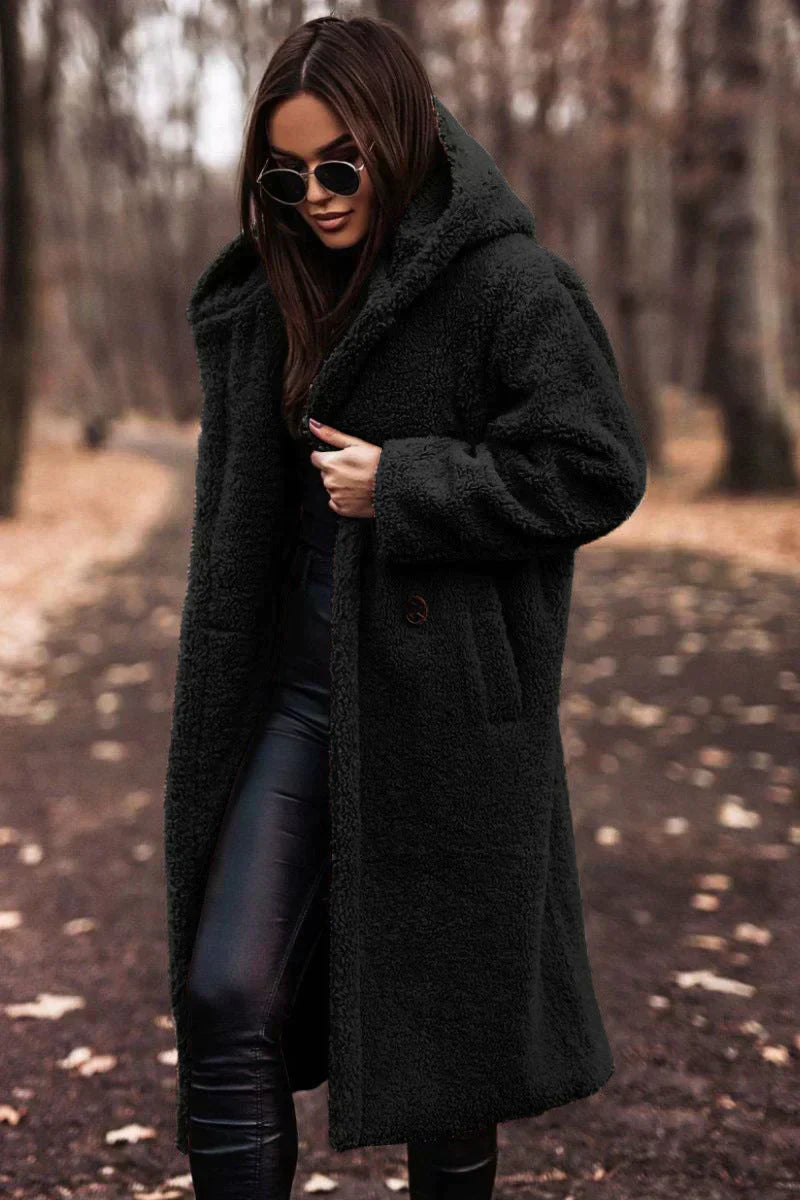 Manteau teddy femme – Manteau long doux et chaud pour hiver élégant