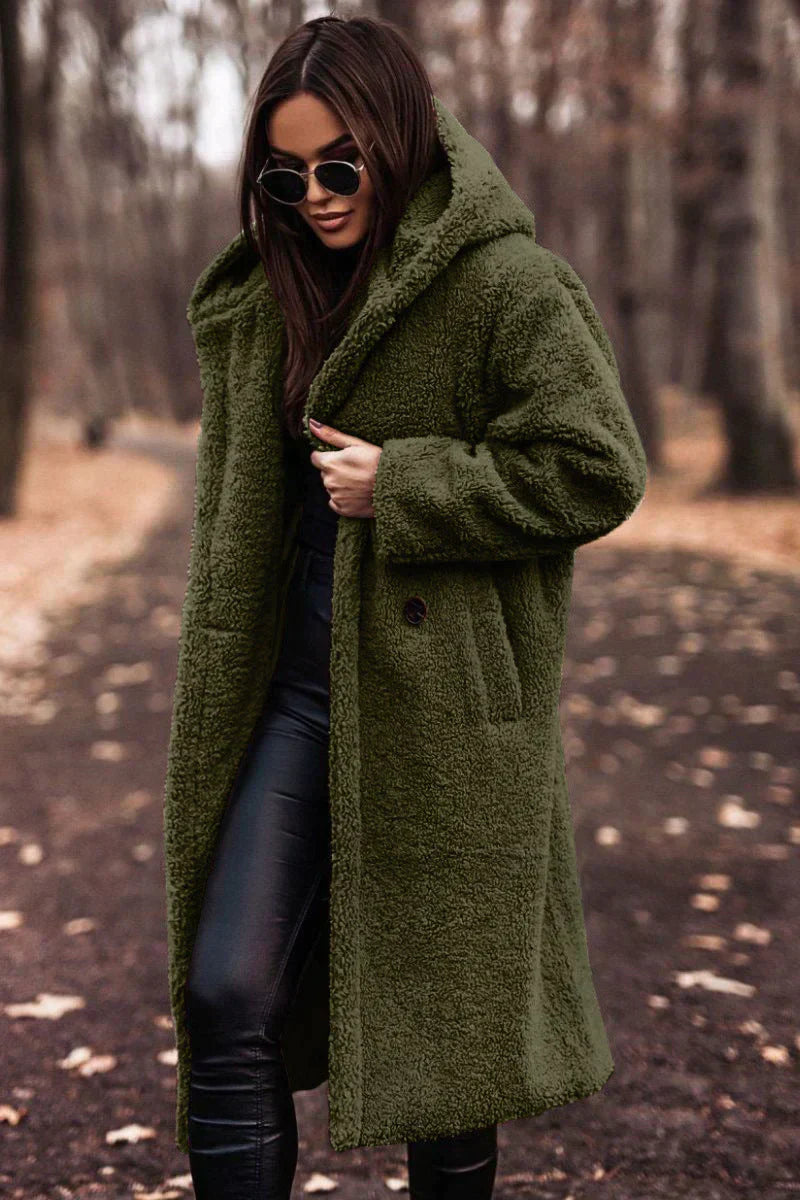 Manteau teddy femme – Manteau long doux et chaud pour hiver élégant