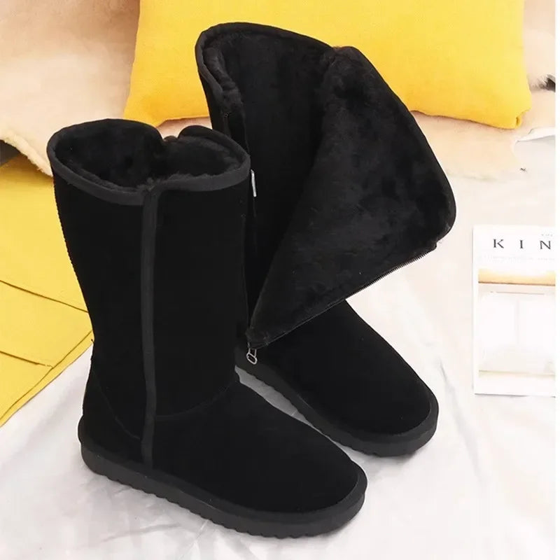 Bottes confortables femme – Bottes en cuir élégantes et chaudes pour l'hiver