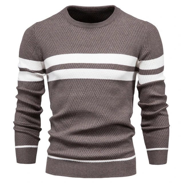 Pull rayé homme – Sweater en coton doux à manches longues tendance