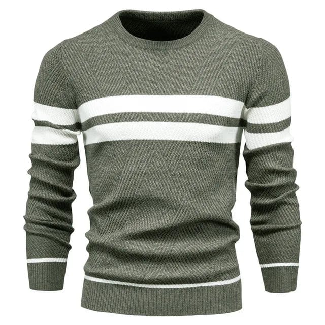 Pull rayé homme – Sweater en coton doux à manches longues tendance