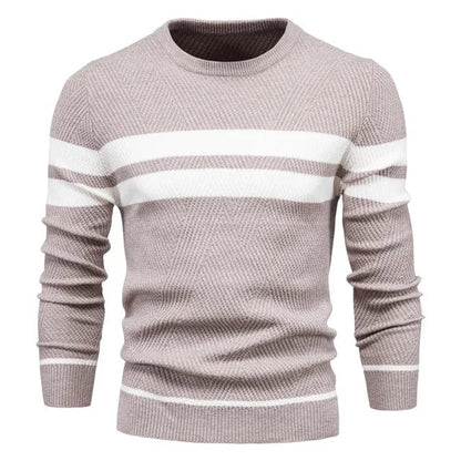 Pull rayé homme – Sweater en coton doux à manches longues tendance