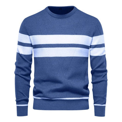 Pull rayé homme – Sweater en coton doux à manches longues tendance