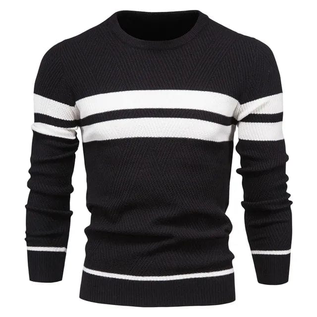 Pull rayé homme – Sweater en coton doux à manches longues tendance