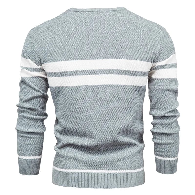 Pull rayé homme – Sweater en coton doux à manches longues tendance