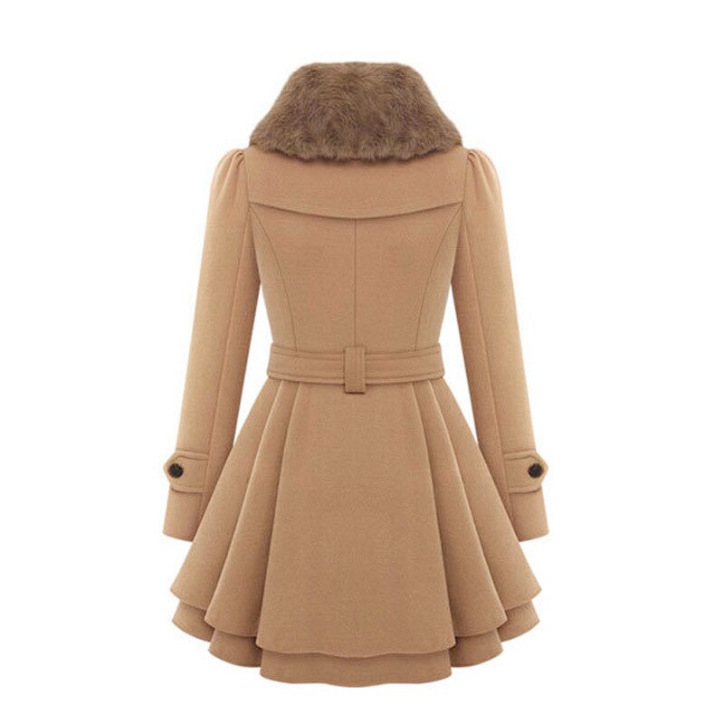 Manteau élégant femme – Manteau avec col en fourrure chic et chaud