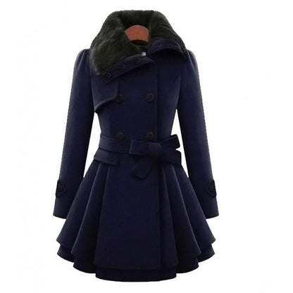 Manteau élégant femme – Manteau avec col en fourrure chic et chaud