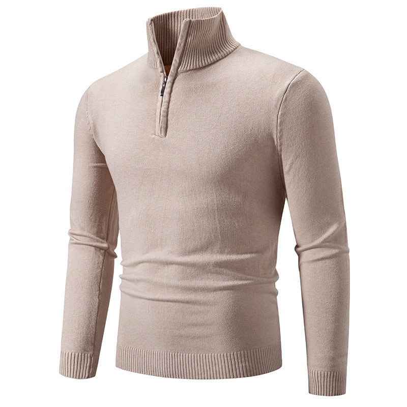 Pull-over col roulé homme – Pull zippé élégant en laine pour hiver chic